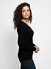 Inhabit Cashmere Stretch Side Slit V-Neck Black