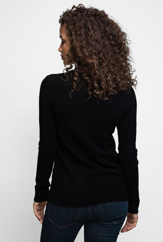 Inhabit Cashmere Stretch Side Slit V-Neck Black