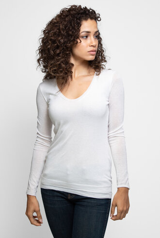 Inhabit Cotton Double V-Neck Ivory