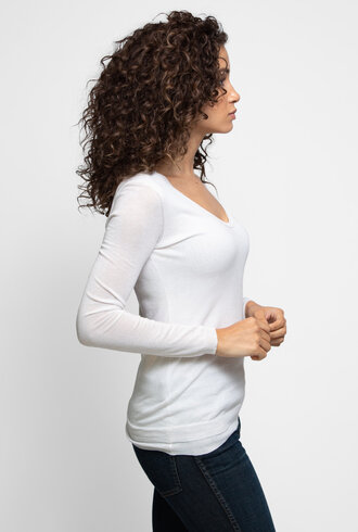 Inhabit Cotton Double V-Neck Ivory