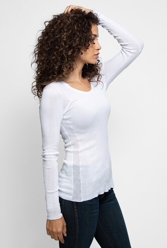 Inhabit Cotton Essential U-Neck White