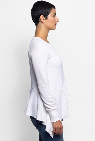 NSF Gemma Pullover Sweatshirt Peplum Bottom Soft White