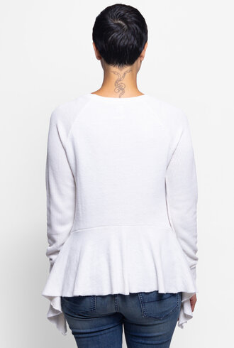 NSF Gemma Pullover Sweatshirt Peplum Bottom Soft White
