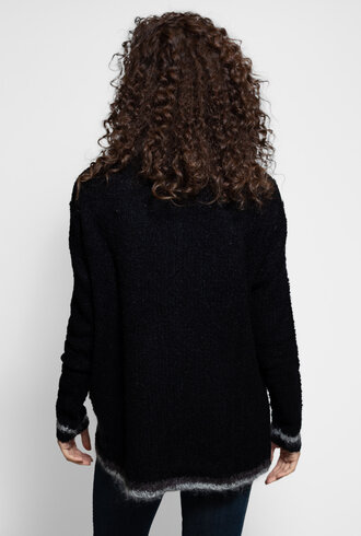 Chevron Cardigan Black Cream
