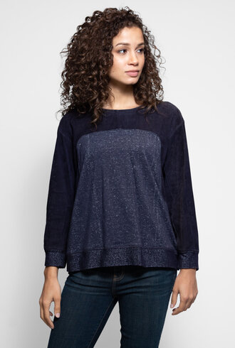 Goat Suede/Fleece Pullover Navy