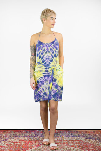 Raquel Allegra Tie Dye T-Back Spaghetti Dress Violet