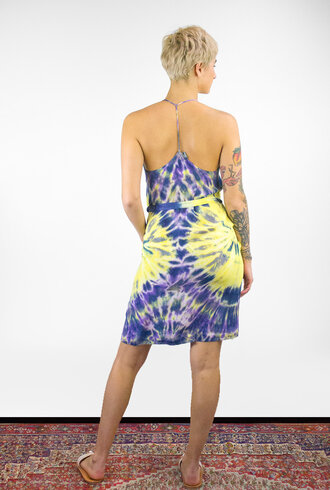 Raquel Allegra Tie Dye T-Back Spaghetti Dress Violet