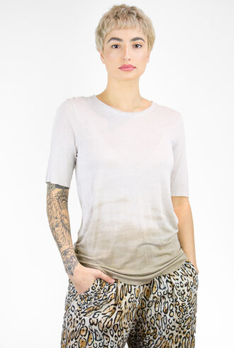 Raquel Allegra Tie Dye Rayon Jersey Basic Tee Sand