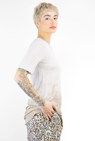 Raquel Allegra Tie Dye Rayon Jersey Basic Tee Sand