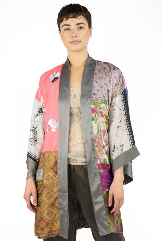 Burning Torch Vintage Scarf Kimono