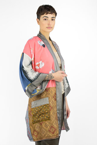 Burning Torch Vintage Scarf Kimono