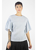 Pomandere Flutter Sleeve Top Blue Stripe