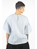 Pomandere Flutter Sleeve Top Blue Stripe