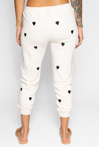 The Great The Cropped Sweat Pant Washed White Embroidered