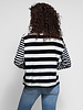 The Great The Long Sleeve Crop Tee Black Mixed Stripe