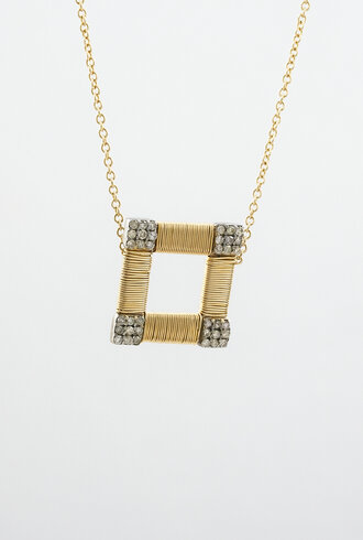 Dana Kellin Fine Diamond Gold Square Pendant Necklace