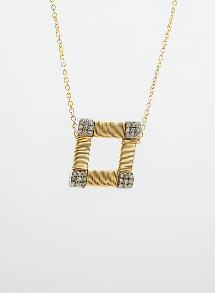 Dana Kellin Fine Diamond Gold Square Pendant Necklace