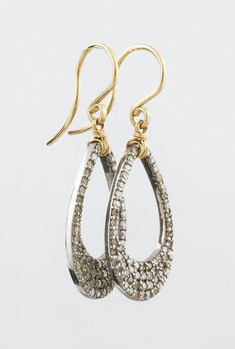 Dana Kellin Fine Pave  Diamond Gold Hoops