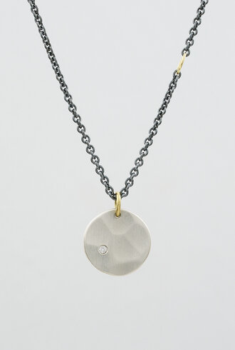 Sarah McGuire SKU: 10-376W, URSA MINOR 18" NECKLACE, SILVER DISK
