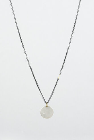 Sarah McGuire SKU: 10-376W, URSA MINOR 18" NECKLACE, SILVER DISK