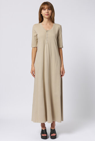Raquel Allegra Bianca Drama Maxi Dress Clay