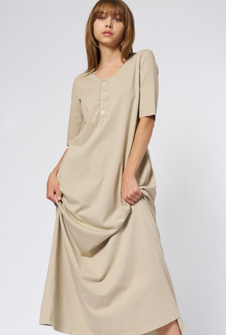 Raquel Allegra Bianca Drama Maxi Dress Clay