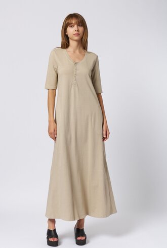 Raquel Allegra Bianca Drama Maxi Dress Clay