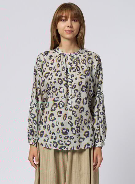Raquel Allegra Dee Blouse Blue Leopard