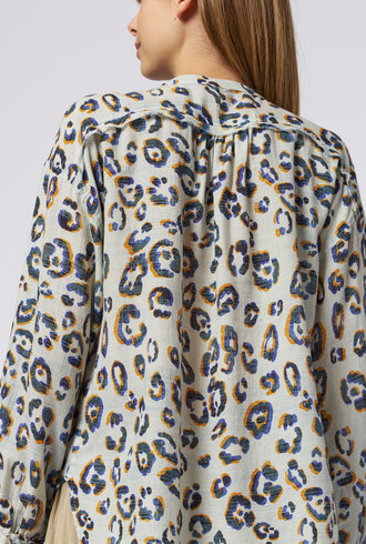 Raquel Allegra Dee Blouse Blue Leopard