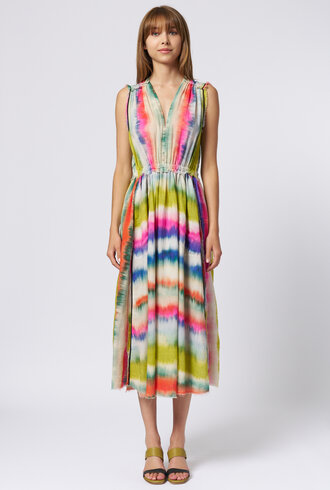 Raquel Allegra Day Dress Ikat Stripe