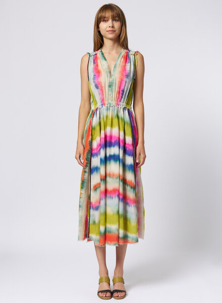 Raquel Allegra Day Dress Ikat Stripe