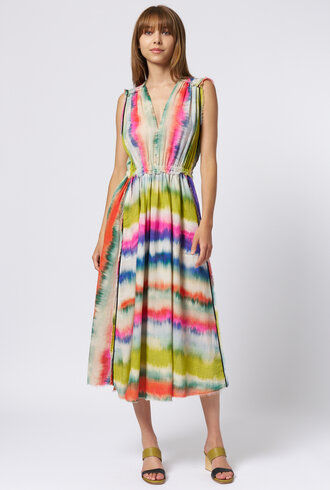 Raquel Allegra Day Dress Ikat Stripe