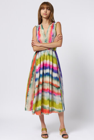Raquel Allegra Day Dress Ikat Stripe