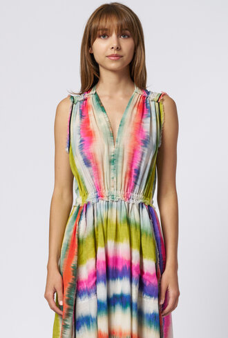 Raquel Allegra Day Dress Ikat Stripe