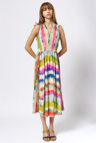 Raquel Allegra Day Dress Ikat Stripe