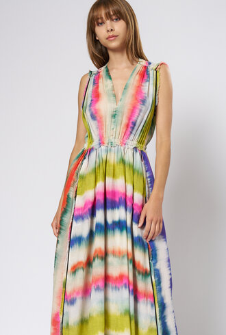 Raquel Allegra Day Dress Ikat Stripe