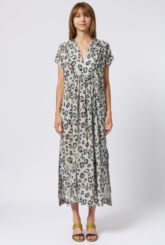 Raquel Allegra Talitha Caftan Blue Leopard