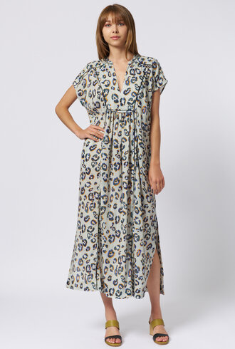 Raquel Allegra Talitha Caftan Blue Leopard