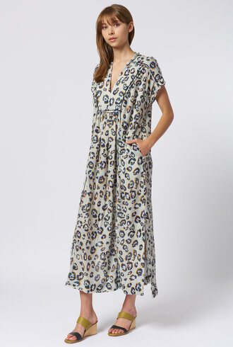 Raquel Allegra Talitha Caftan Blue Leopard