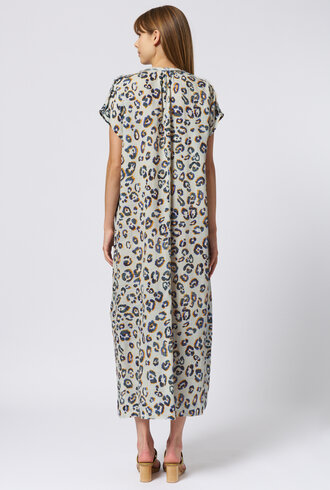 Raquel Allegra Talitha Caftan Blue Leopard