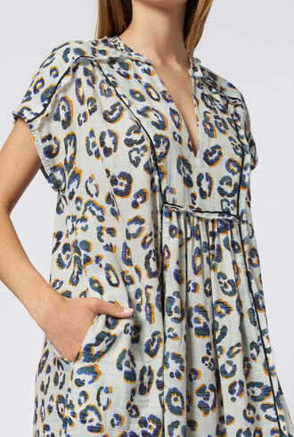 Raquel Allegra Talitha Caftan Blue Leopard