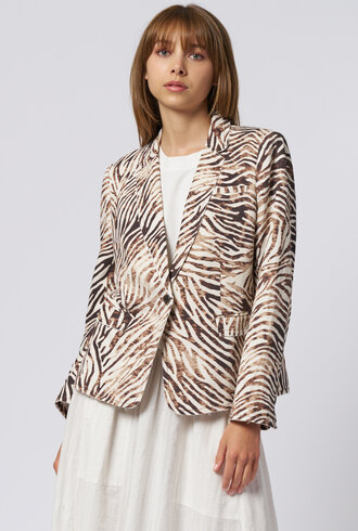 Raquel Allegra Pico Blazer Brown Zebra
