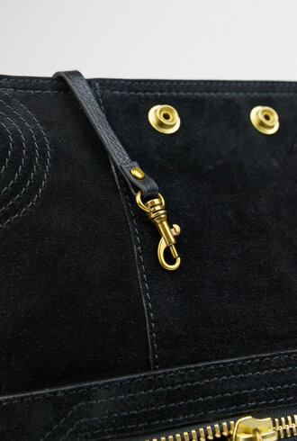 Jerome Dreyfuss Lucky Hobo Split Suede Noir