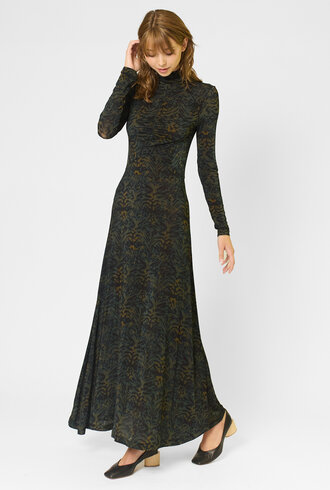 Ulla Johnson Koa Ruched Turtle Neck Dress Desert