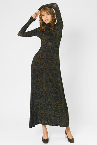Ulla Johnson Koa Ruched Turtle Neck Dress Desert