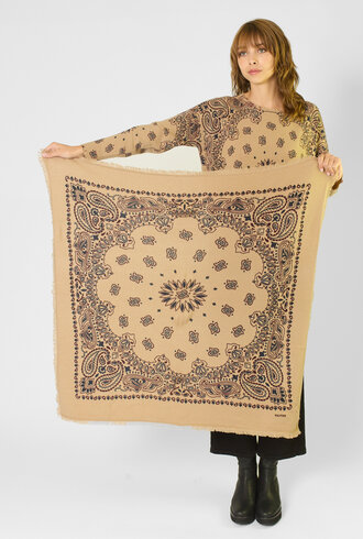 Kujten Hachiko Western Scarf Camel Bordeaux