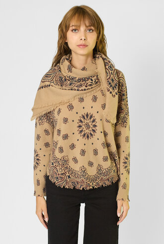 Kujten Hachiko Western Scarf Camel Bordeaux