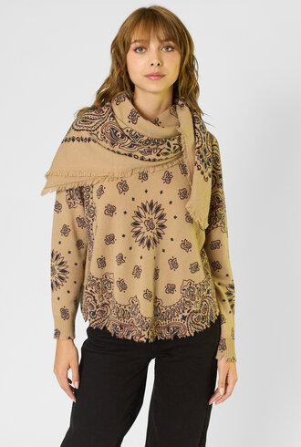 Kujten Hachiko Western Scarf Camel Bordeaux