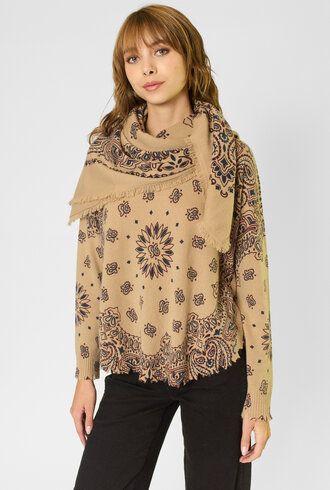 Kujten Hachiko Western Scarf Camel Bordeaux