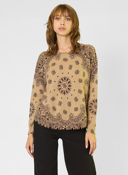 Kujten Mela Western Bandana  Sweater Light Camel